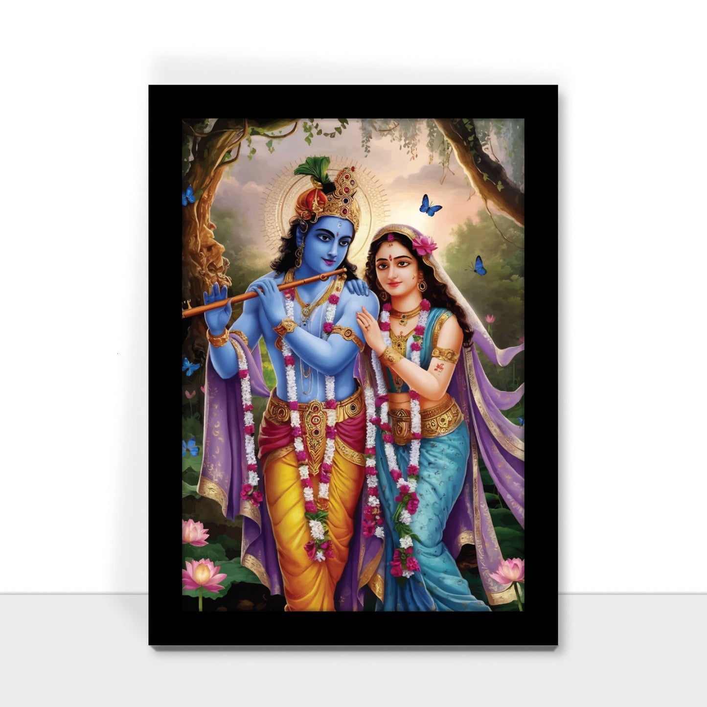 Soulful Bond of Radha Krishna: Spiritual Photo Frame & Wall Décor