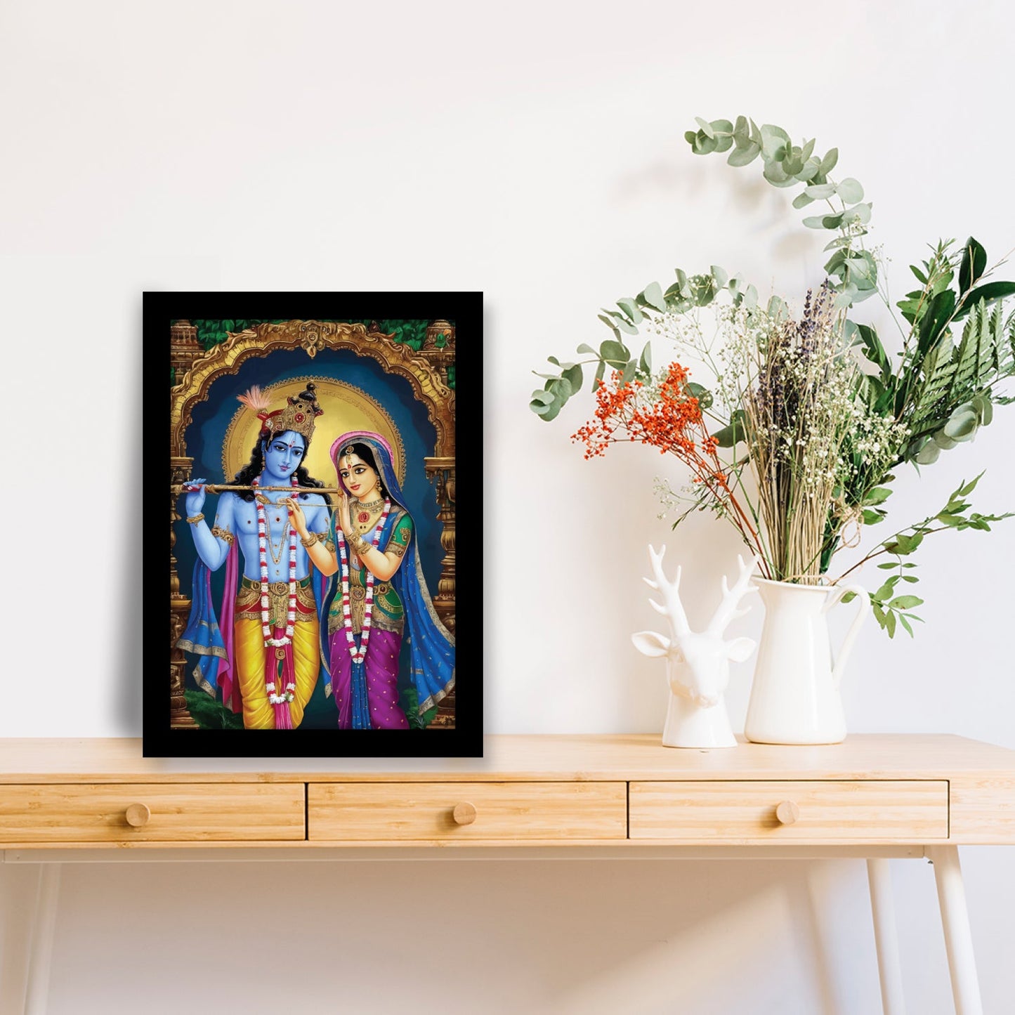 Radha Krishna with Flute Photo Frame & Wall Art