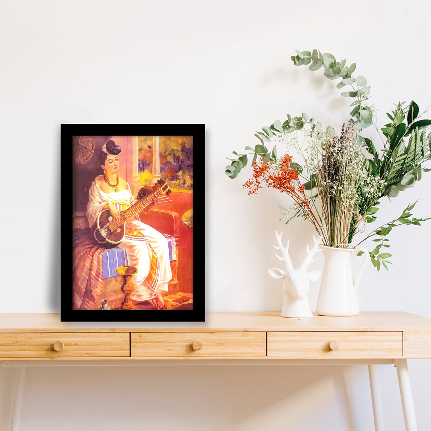 A Belle of Malabar Wall Frame – Artwork by Raja Ravi Varma