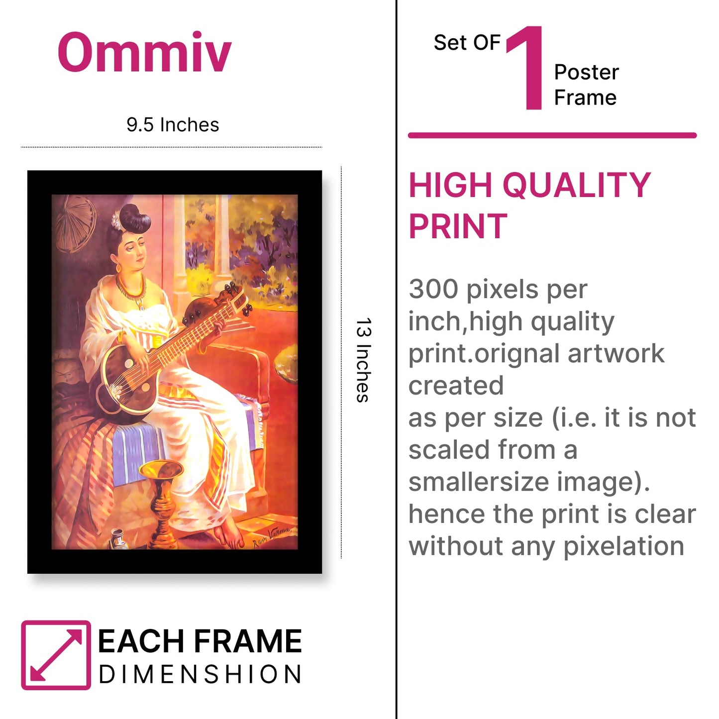 A Belle of Malabar Wall Frame – Artwork by Raja Ravi Varma