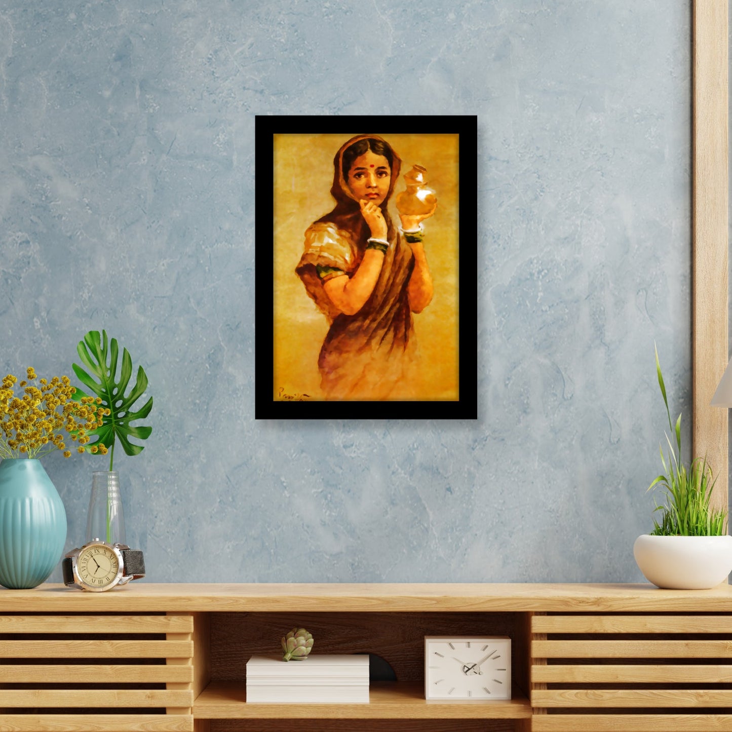 A Milkmaid – Framed Art by Raja Ravi Varma