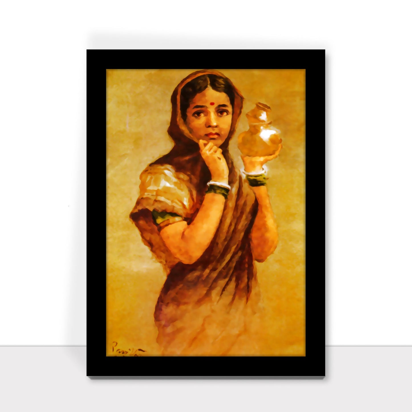 A Milkmaid – Framed Art by Raja Ravi Varma