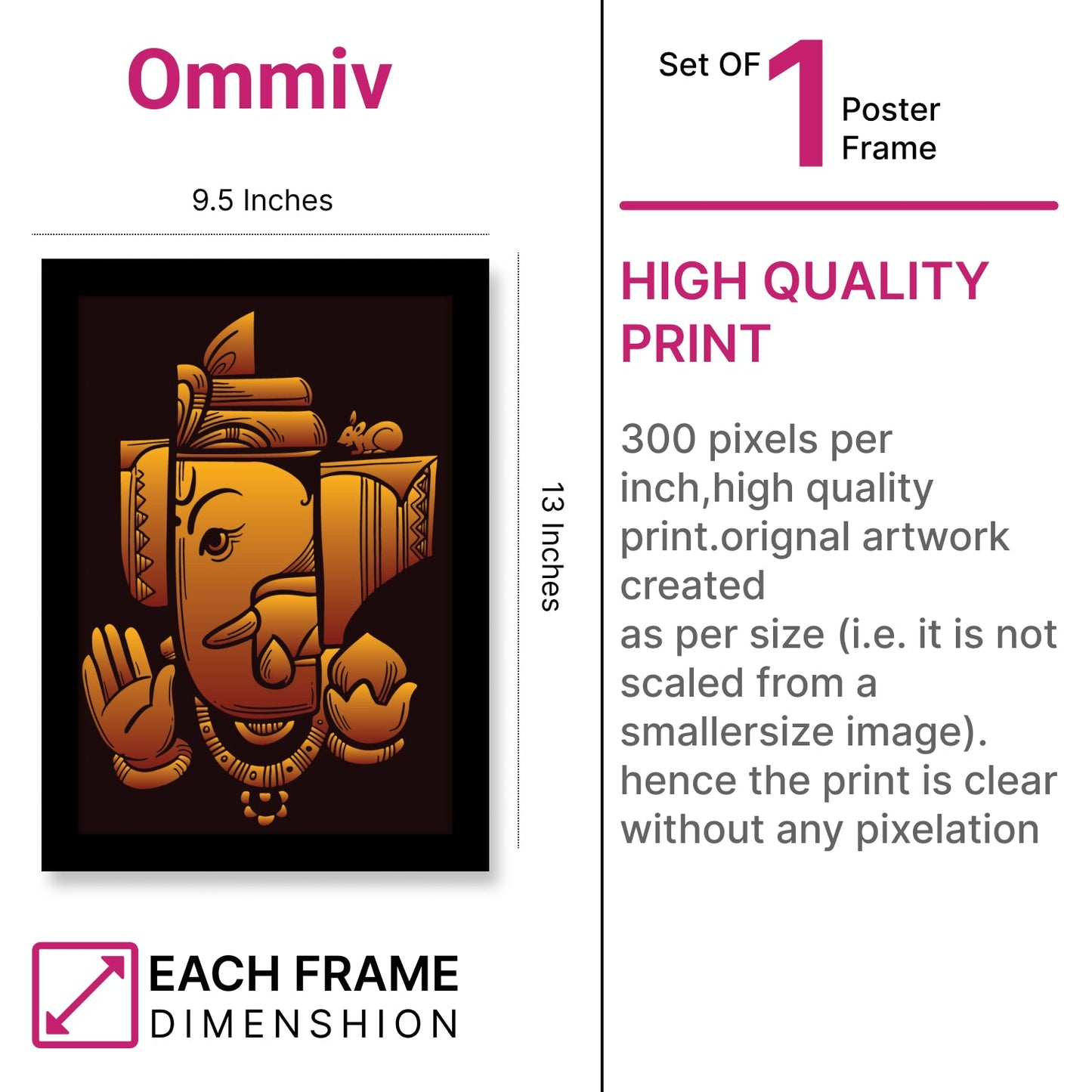 Lord Ganesha Spiritual Photo Frame & Wall Art