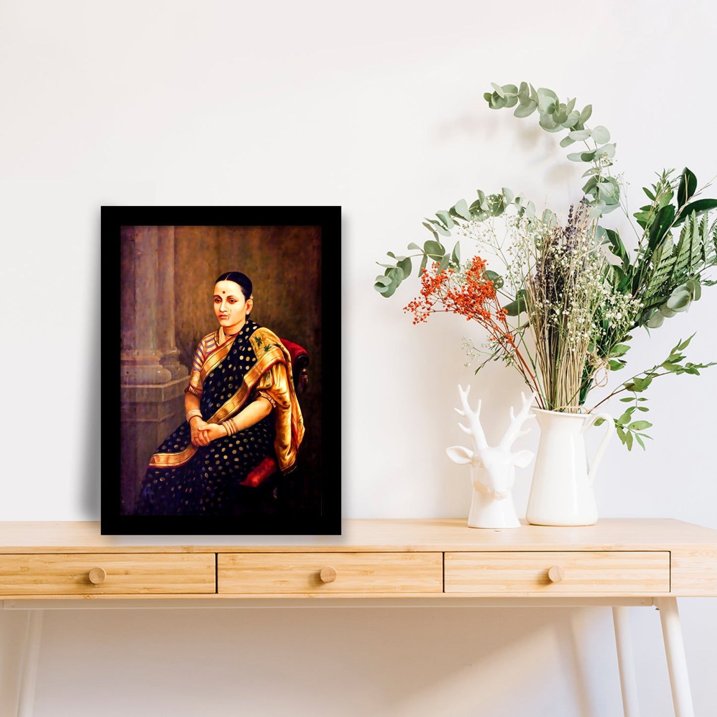 The Portrait of A Lady, Framed by Raja Ravi Varma