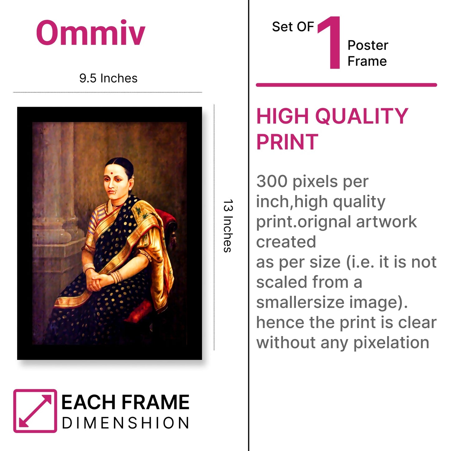 The Portrait of A Lady, Framed by Raja Ravi Varma