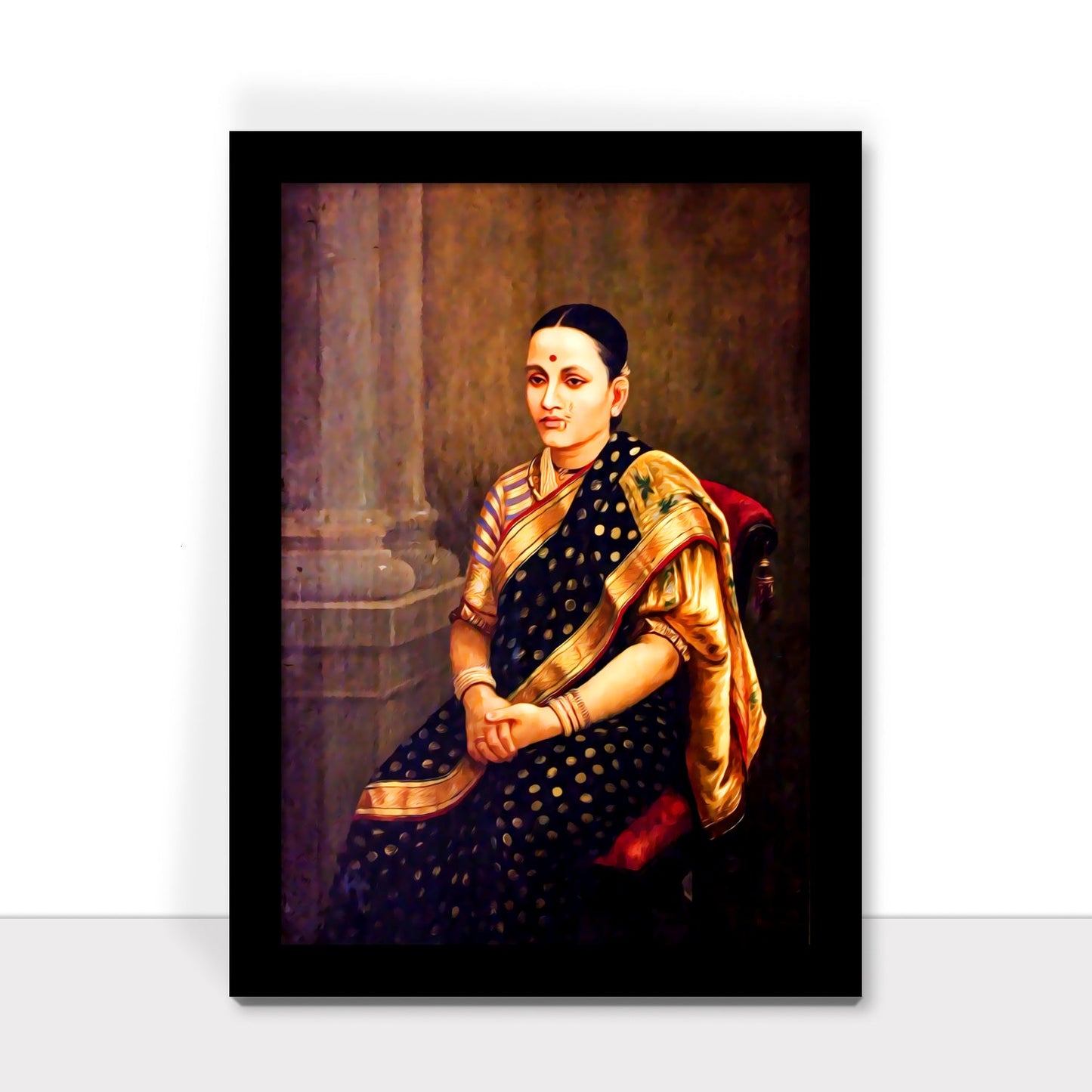 The Portrait of A Lady, Framed by Raja Ravi Varma