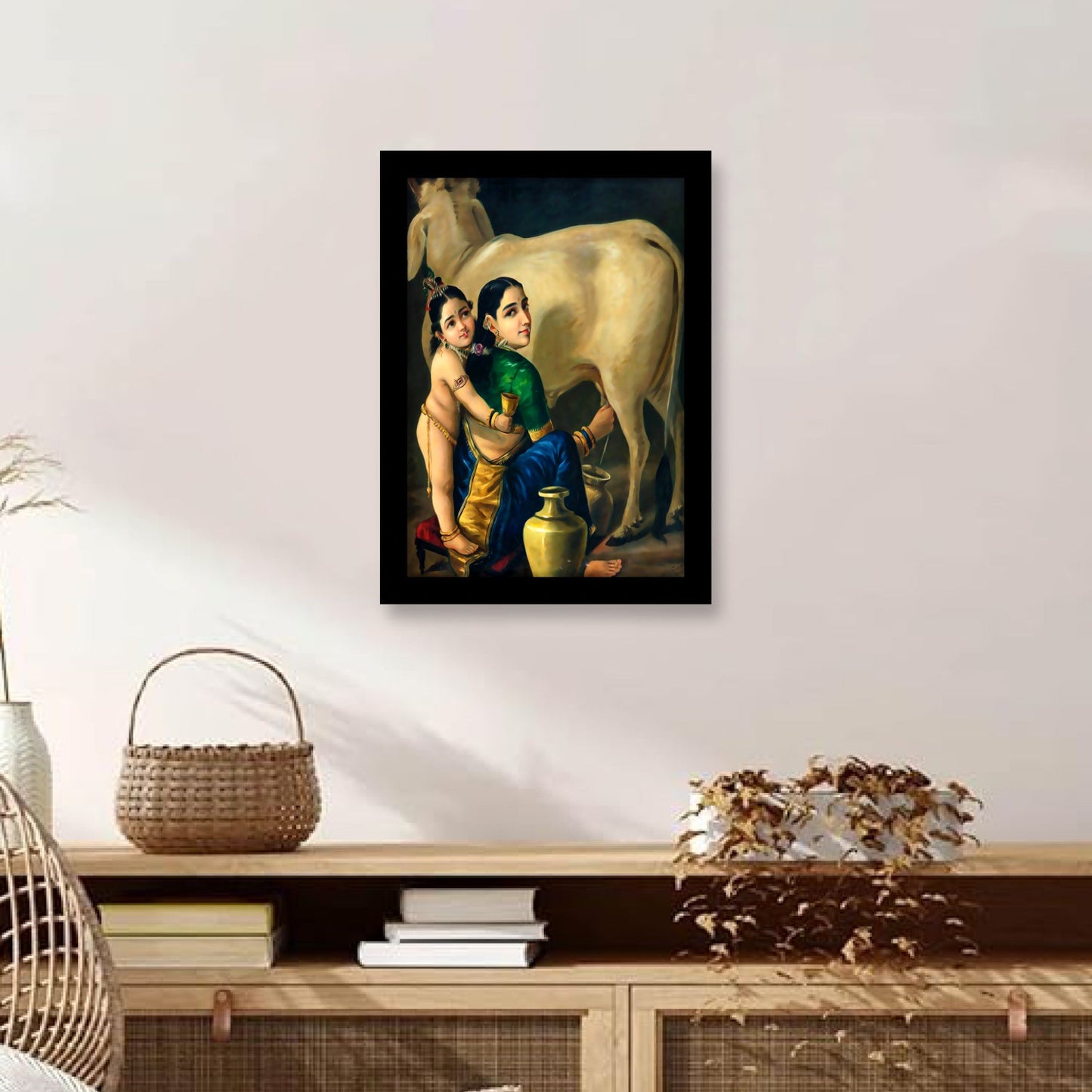 Yashoda and Krishna: A Framed Creation by Raja Ravi Varma
