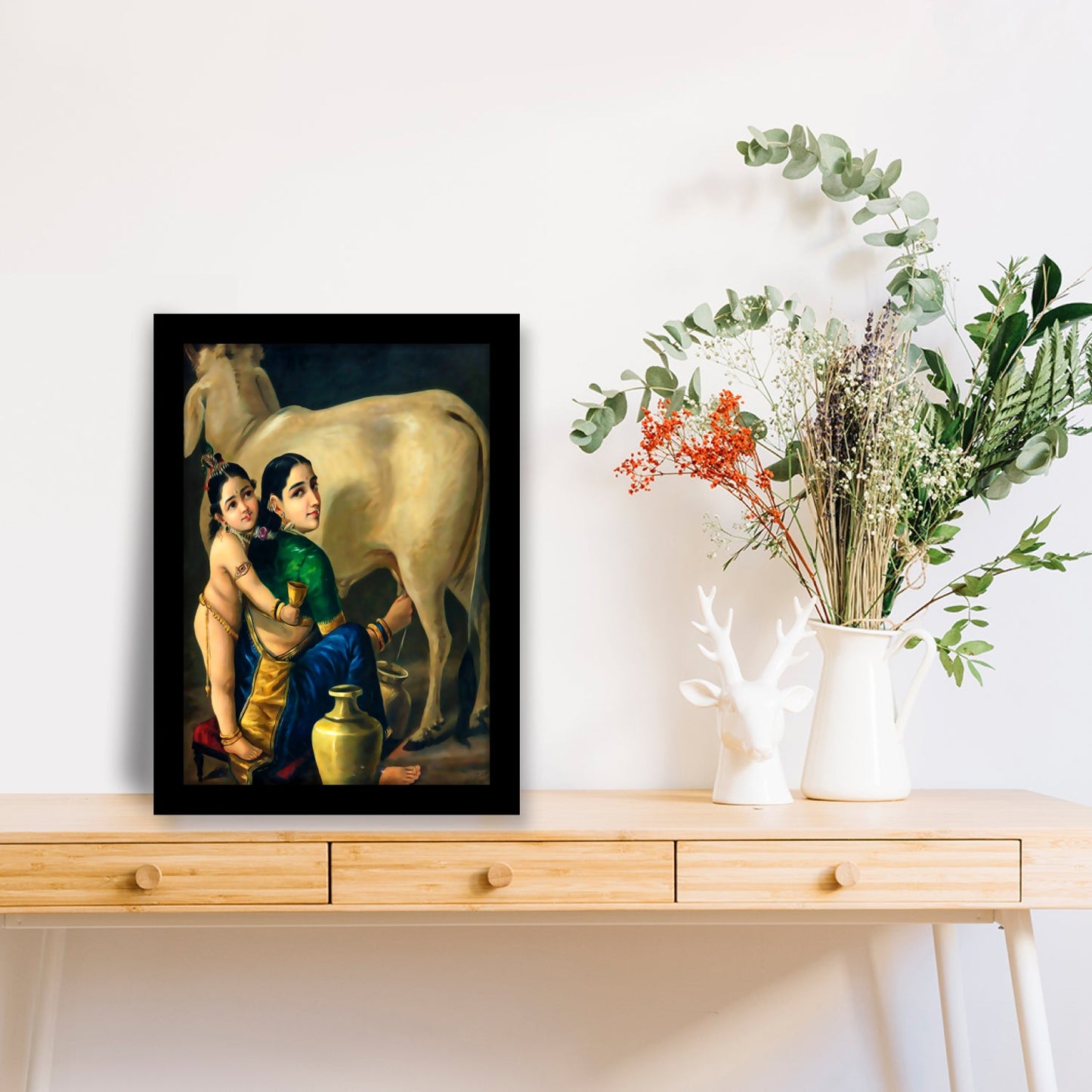 Yashoda and Krishna: A Framed Creation by Raja Ravi Varma