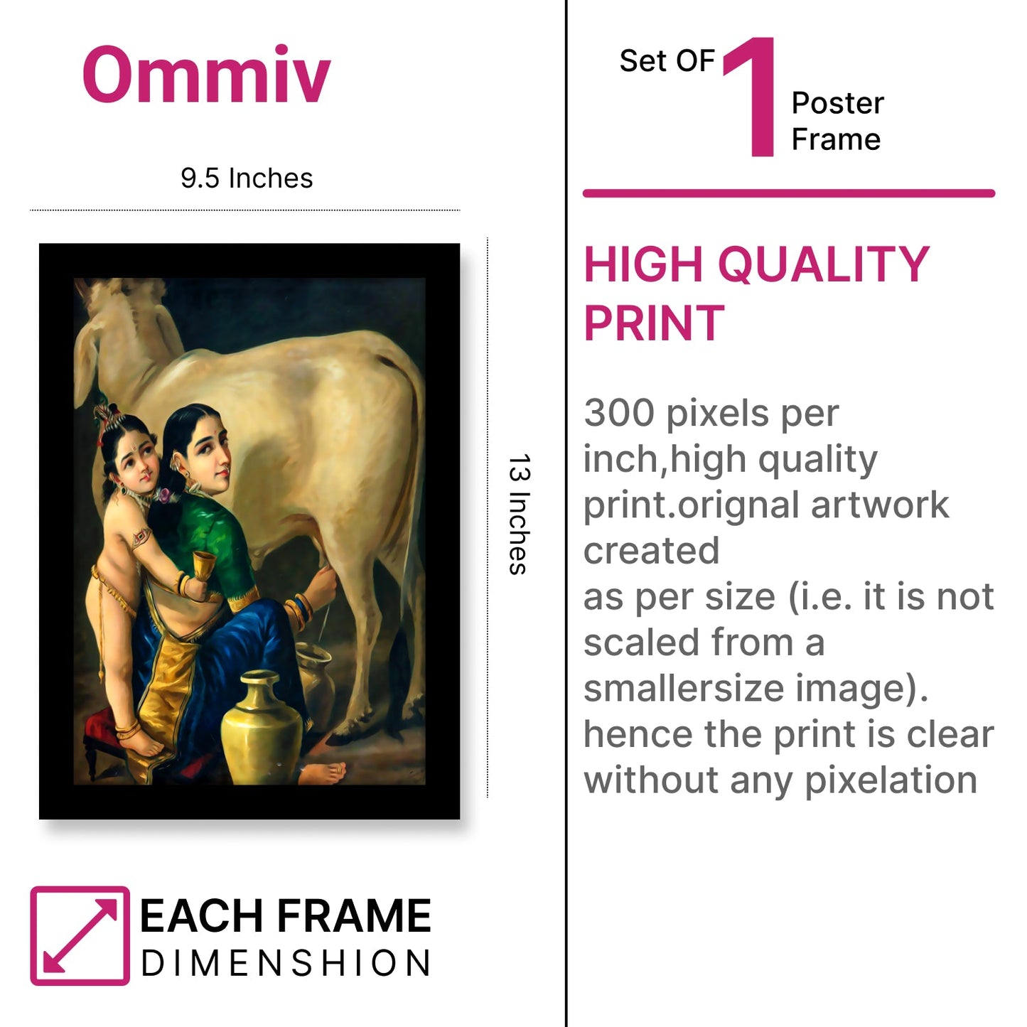 Yashoda and Krishna: A Framed Creation by Raja Ravi Varma