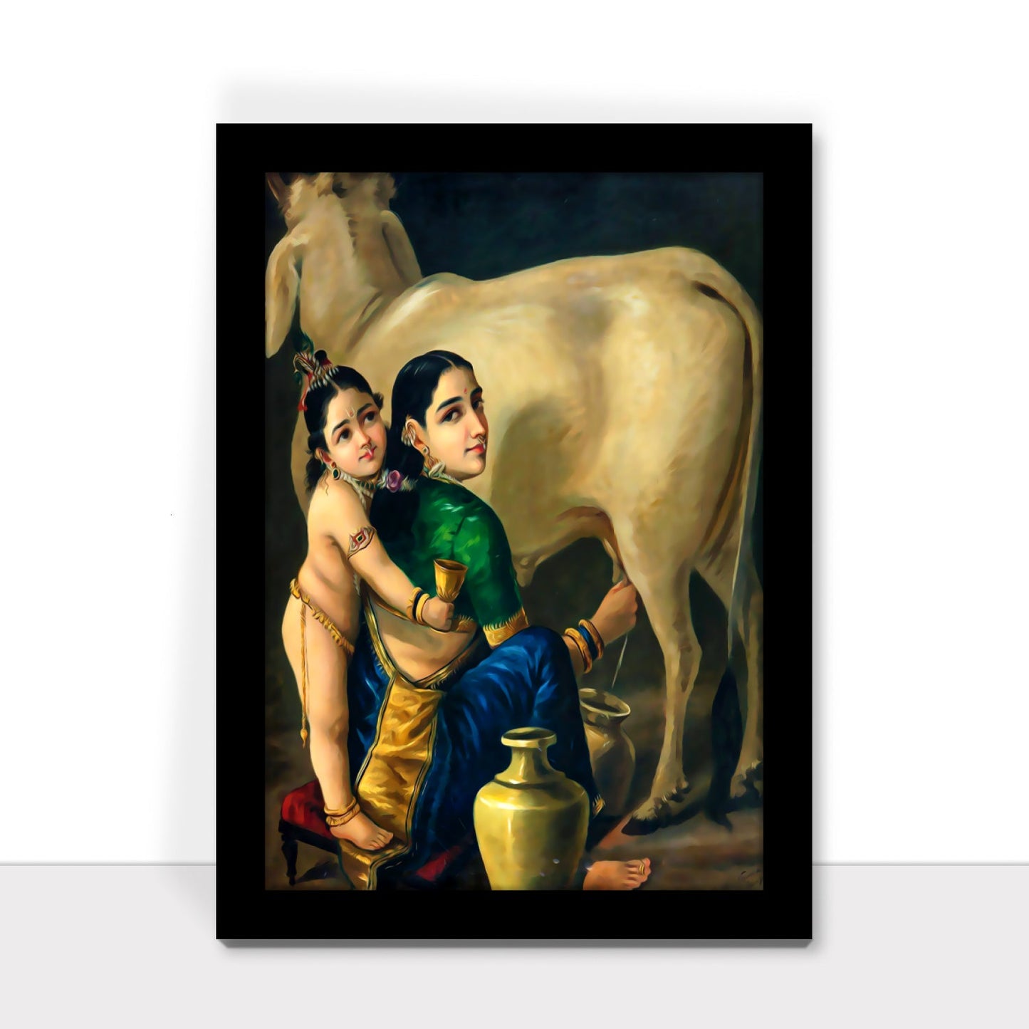 Yashoda and Krishna: A Framed Creation by Raja Ravi Varma