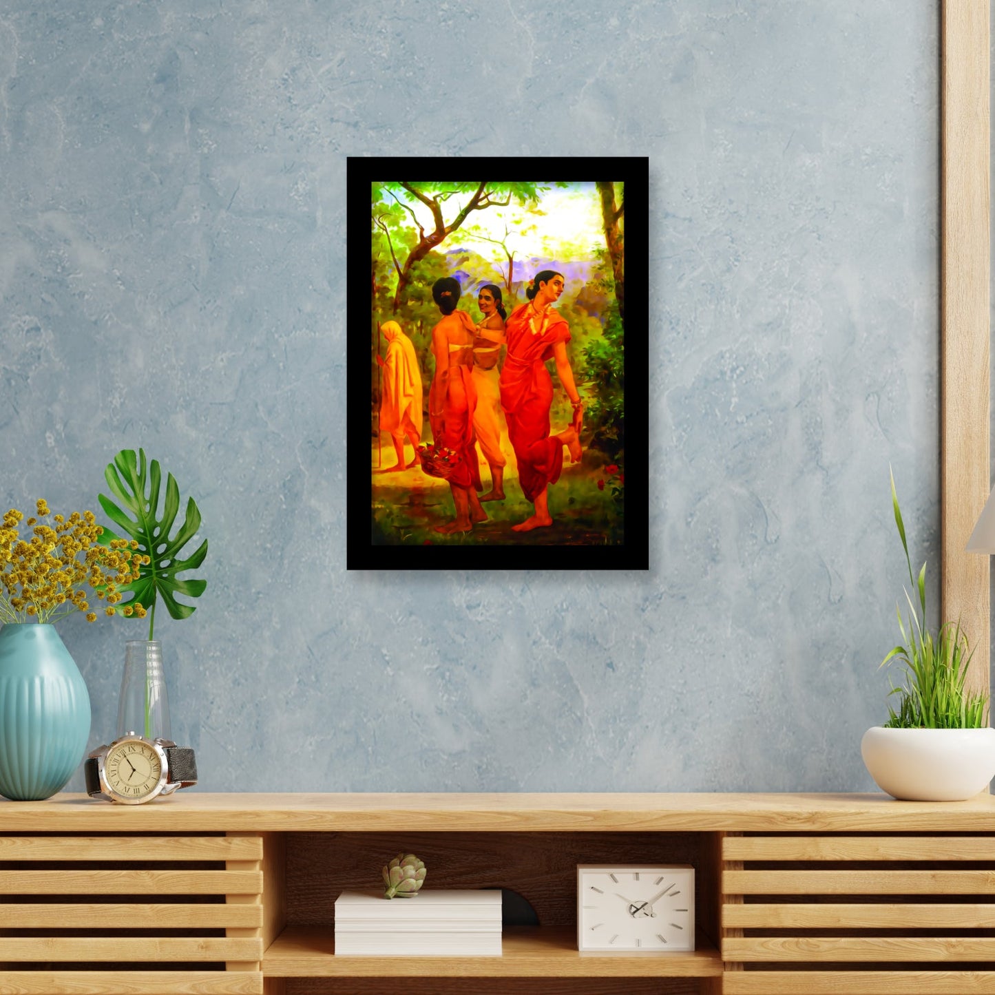 Shakuntala: Looks of Love – A Framed Painting by Raja Ravi Varma