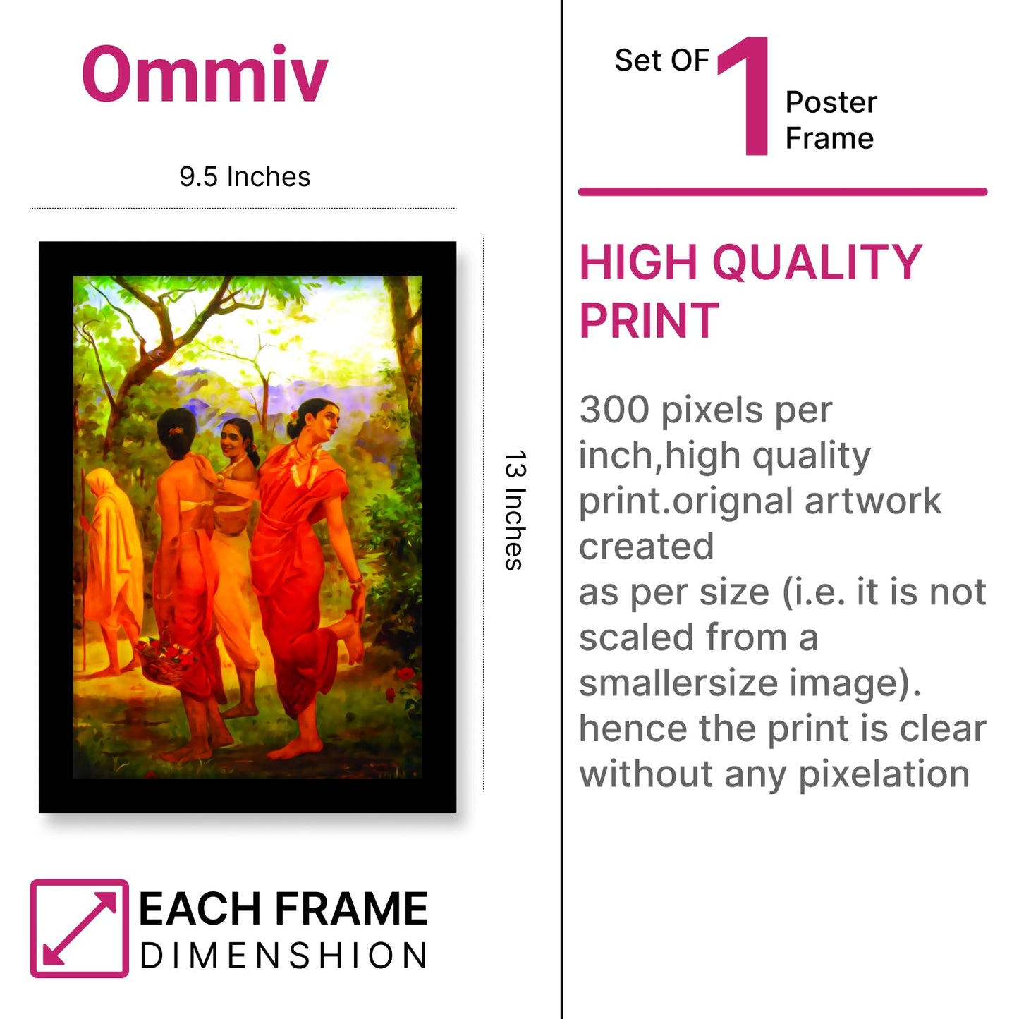 Shakuntala: Looks of Love – A Framed Painting by Raja Ravi Varma