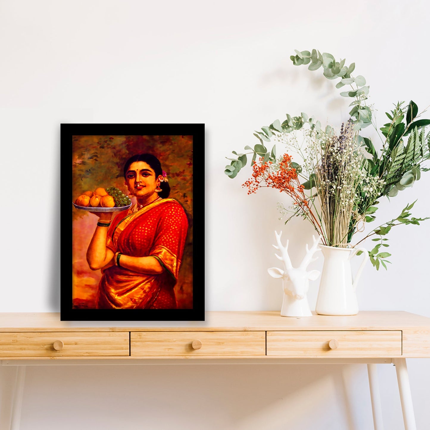 Madri Carrying a Tray of Fruits: A Masterpiece by Raja Ravi Varma