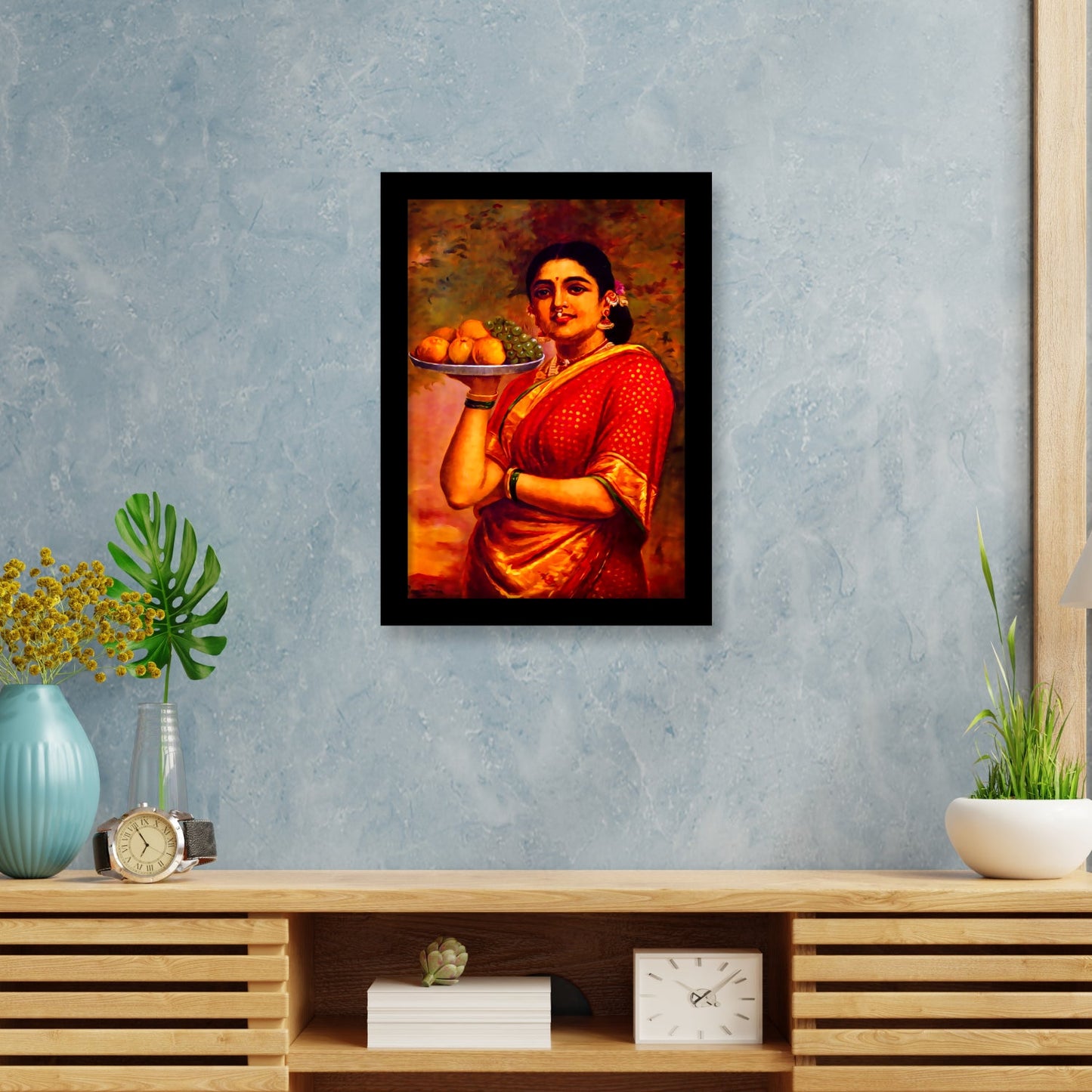 Madri Carrying a Tray of Fruits: A Masterpiece by Raja Ravi Varma