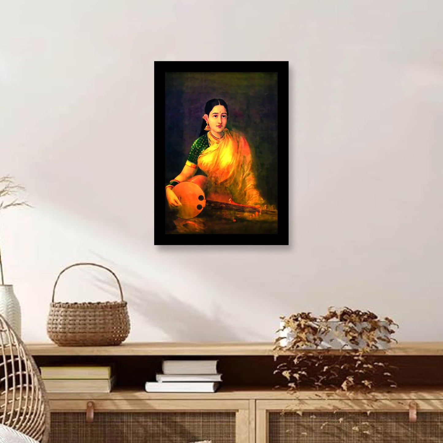 Lady Playing Swarbat: A Classic Masterpiece by Raja Ravi Varma