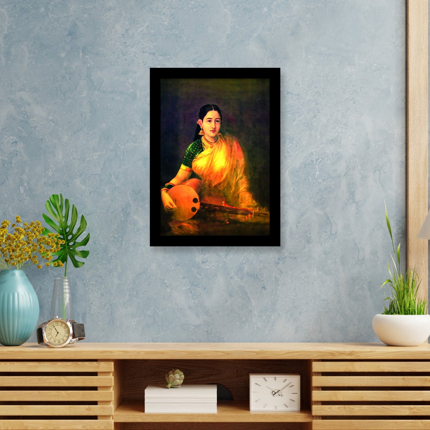 Lady Playing Swarbat: A Classic Masterpiece by Raja Ravi Varma