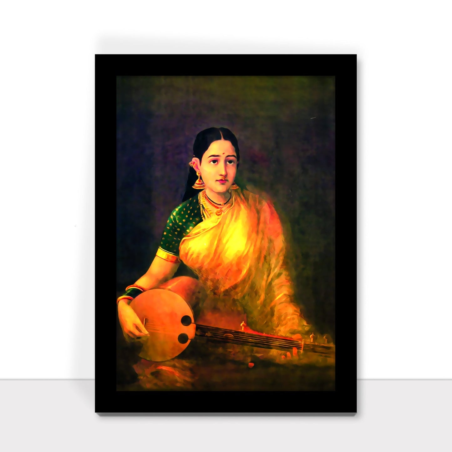 Lady Playing Swarbat: A Classic Masterpiece by Raja Ravi Varma