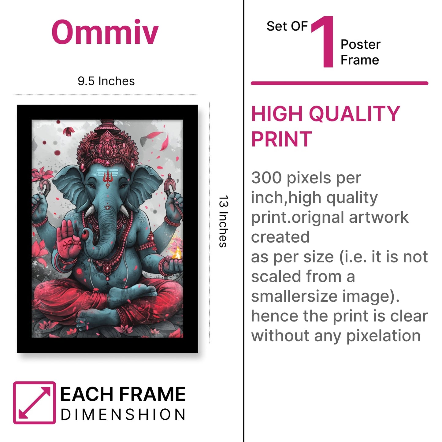 Sacred Lord Ganesha Wall Art & Photo Frame