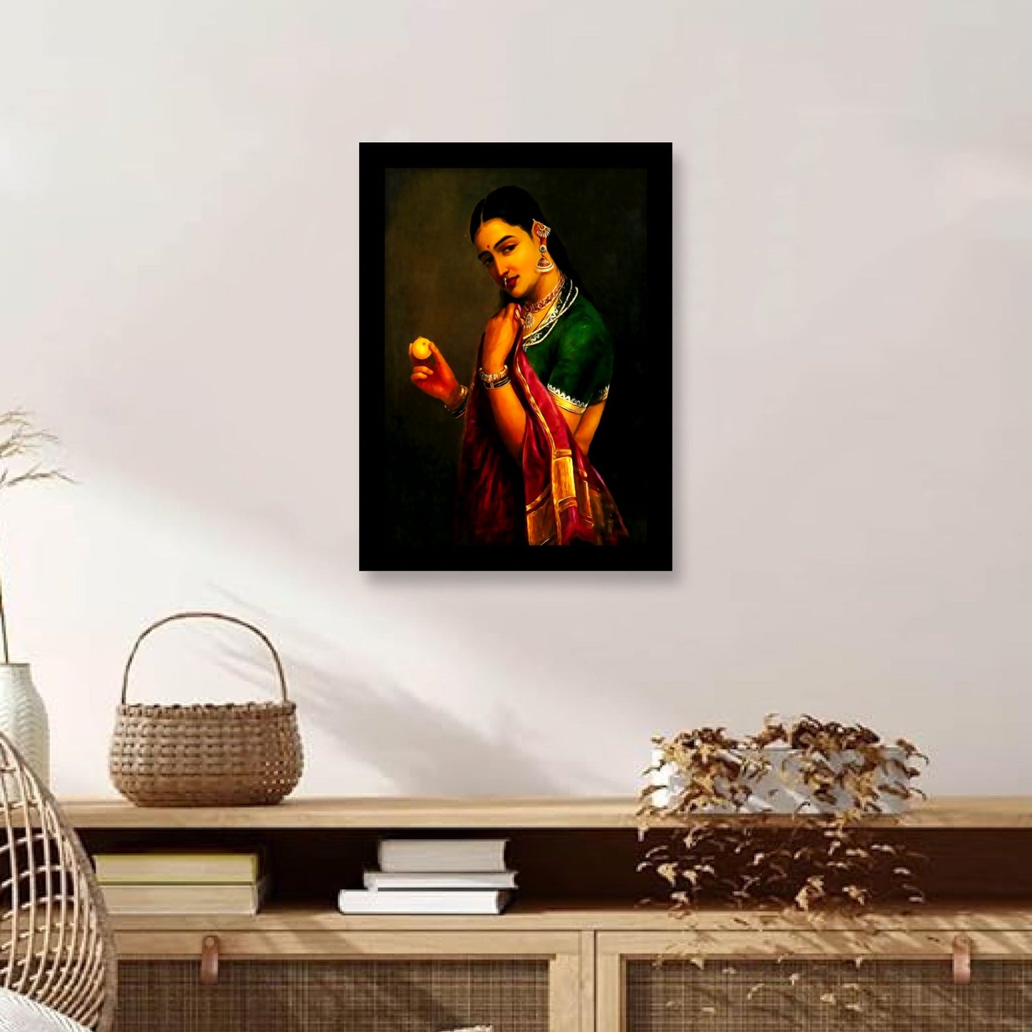 Lady Holding the Fruit: A Classic Art by Raja Ravi Varma