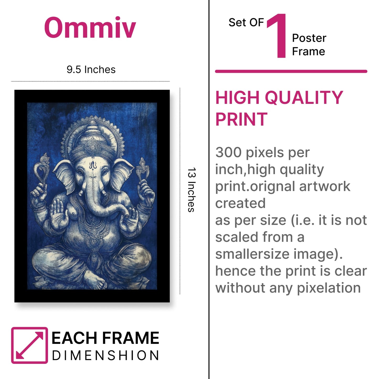 Majestic Lord Ganesha Photo Frame & Wall Decor