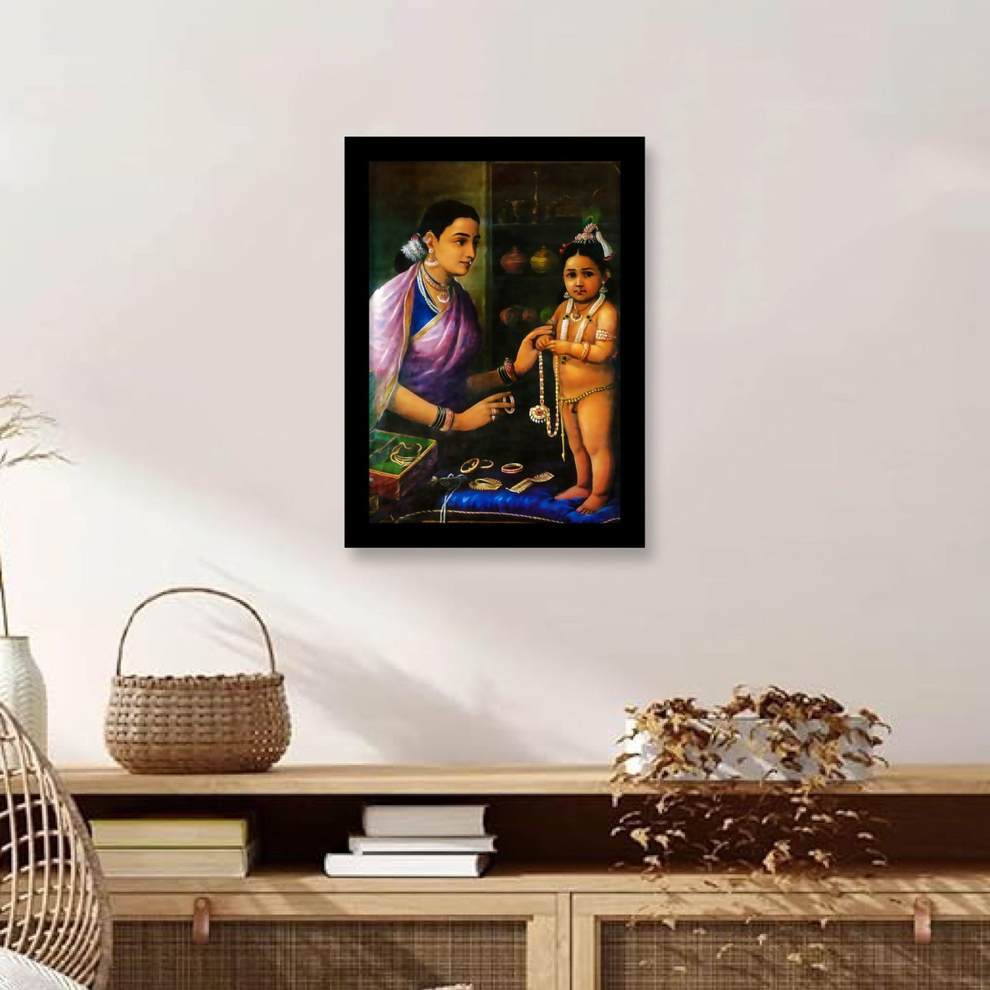Yashoda Adorns Her Bal Krishna: A Masterpiece by Raja Ravi Varma