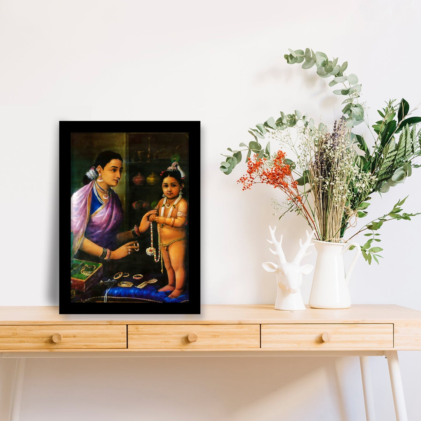 Yashoda Adorns Her Bal Krishna: A Masterpiece by Raja Ravi Varma