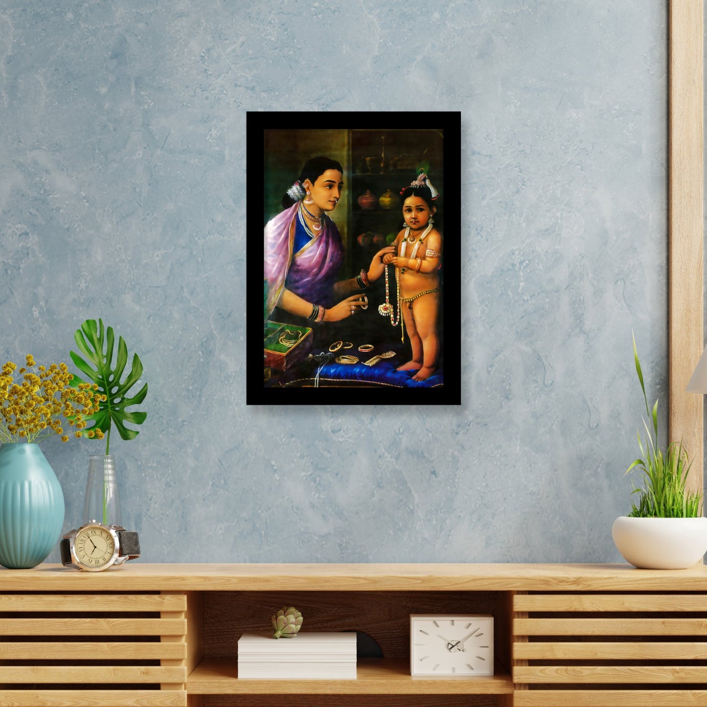 Yashoda Adorns Her Bal Krishna: A Masterpiece by Raja Ravi Varma