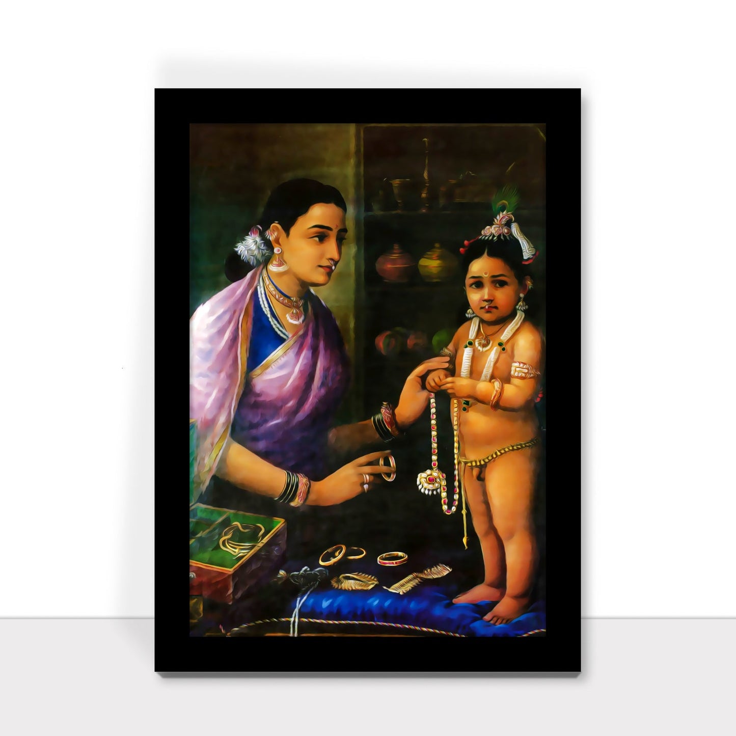 Yashoda Adorns Her Bal Krishna: A Masterpiece by Raja Ravi Varma