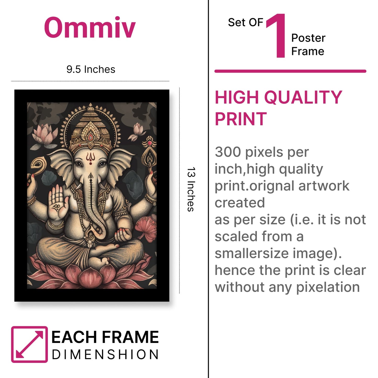 Elegant Ganesha Wall Art & Photo Frame