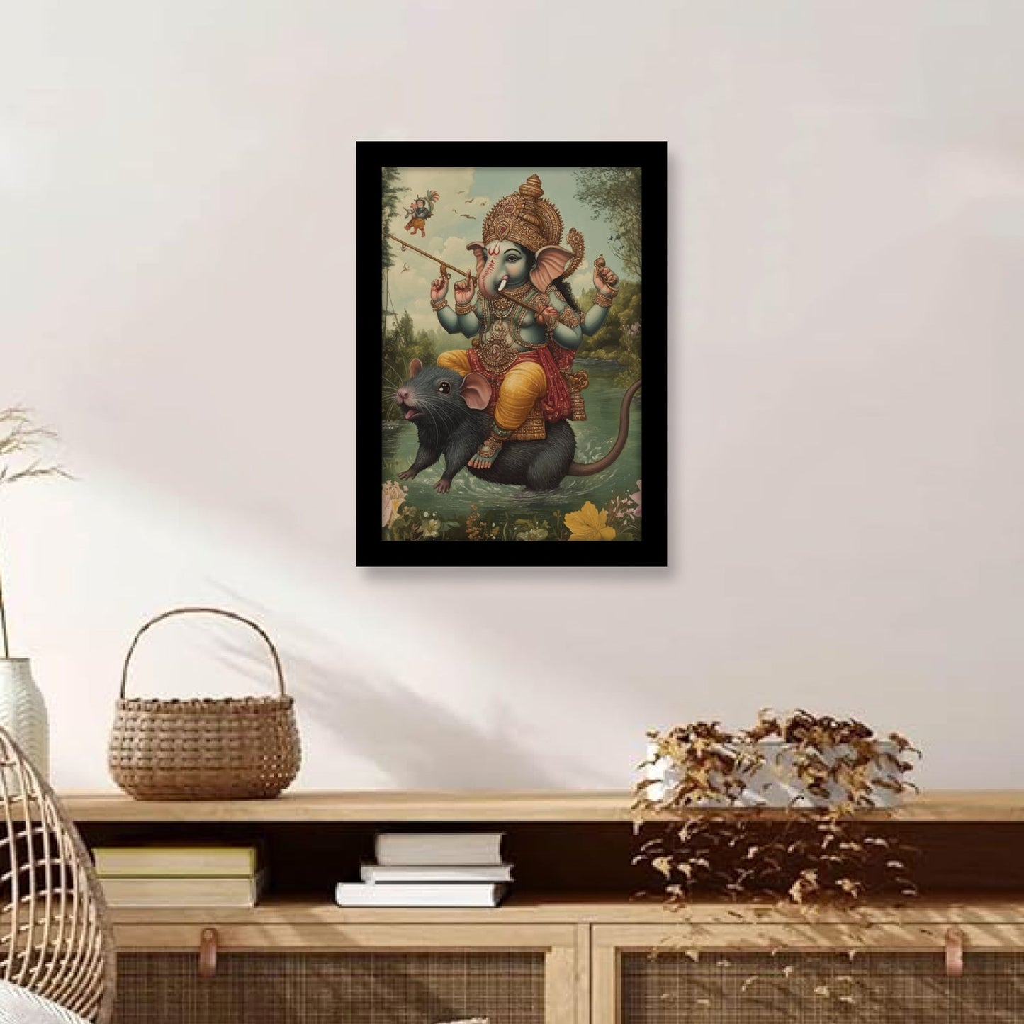 Lord Ganesha Divine Ride on Mushak Wall Art