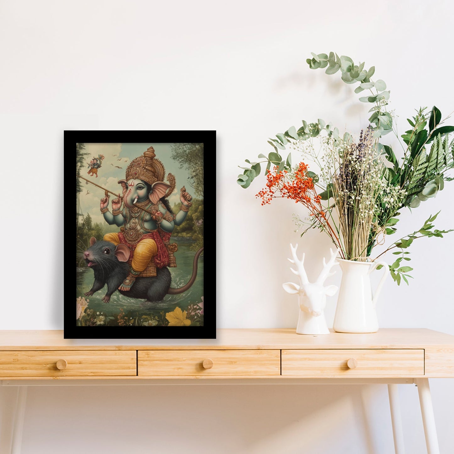 Lord Ganesha Divine Ride on Mushak Wall Art