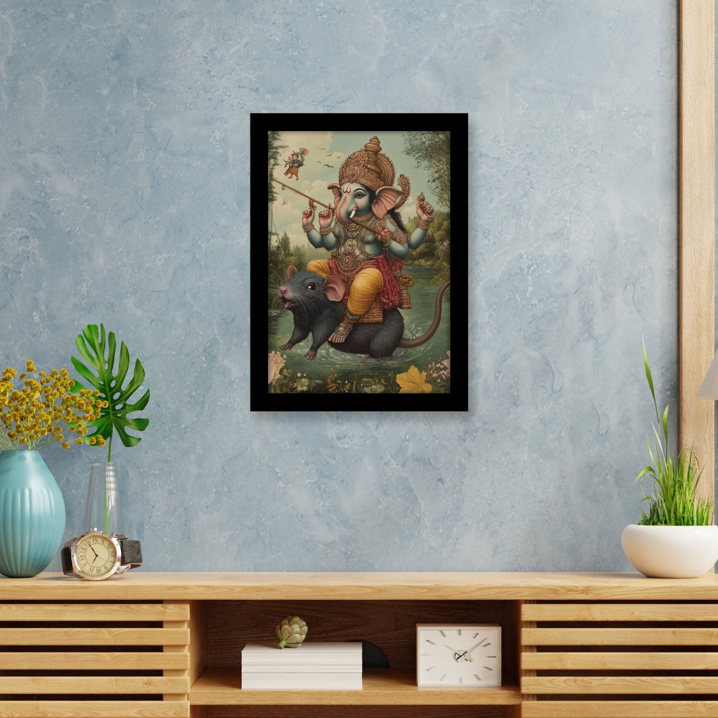 Lord Ganesha Divine Ride on Mushak Wall Art