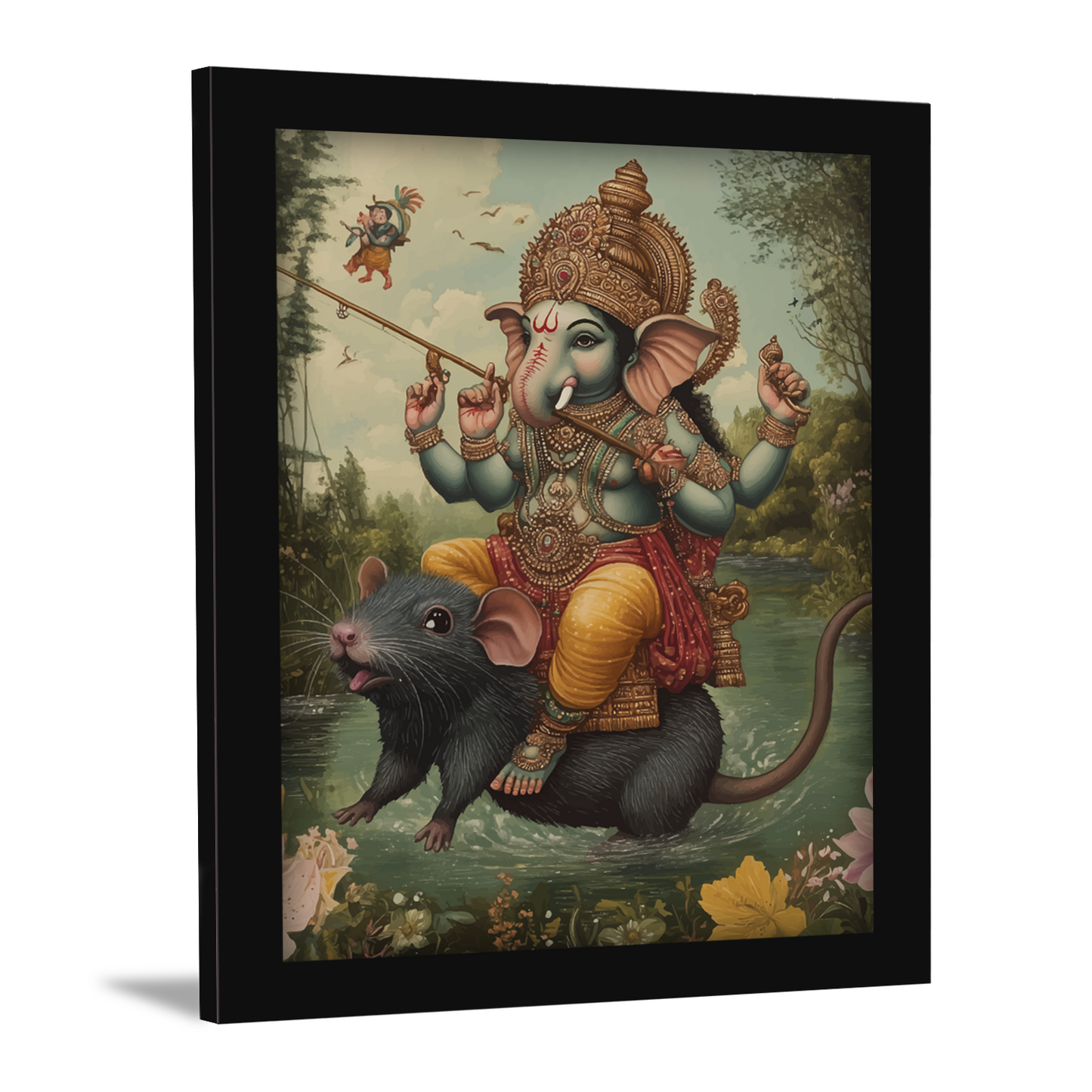 Lord Ganesha Divine Ride on Mushak Wall Art