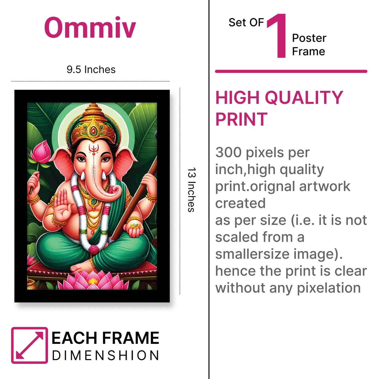 Vighnharta Lord Ganesha: Wall Art & Photo Frame