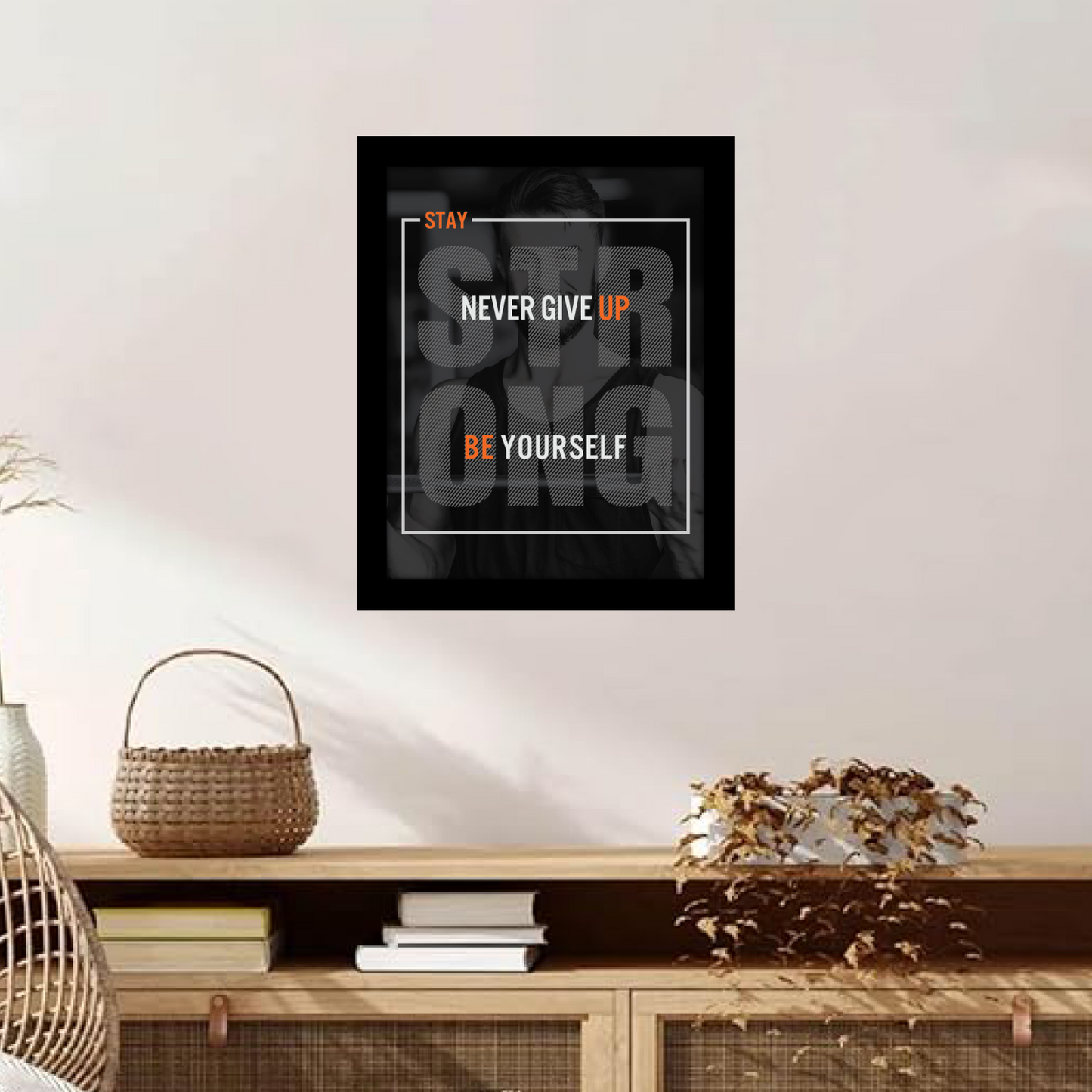 Stay Strong, Never Give Up' – Inspirational Photo Frame