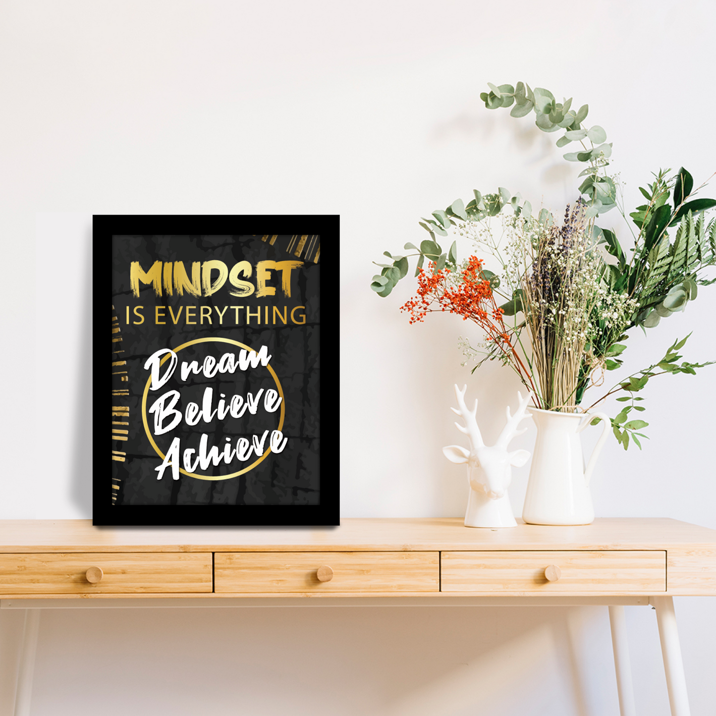 The Power of Mindset – 'Dream, Believe, Achieve' Inspirational Frame