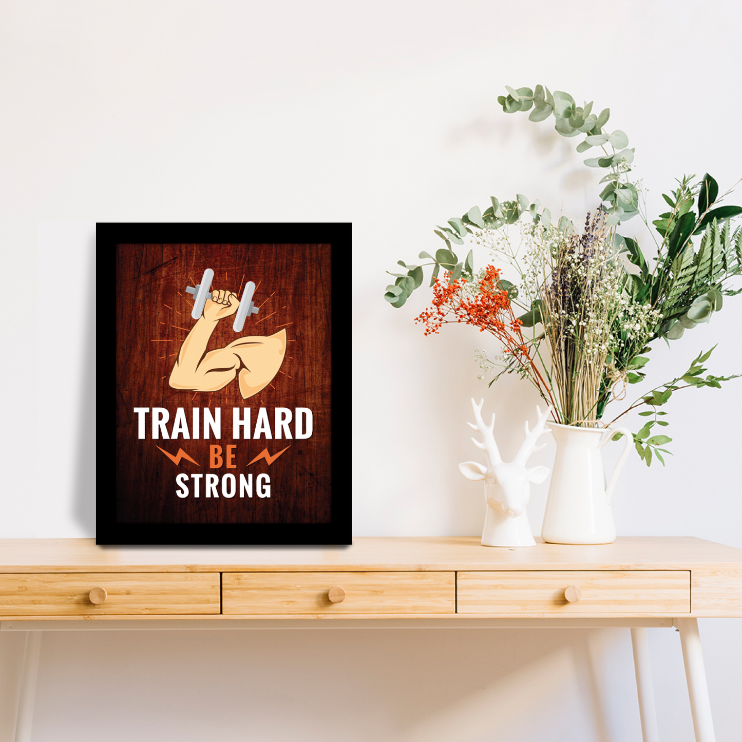 Train Hard, Be Strong – Motivational Fitness Photo Frame