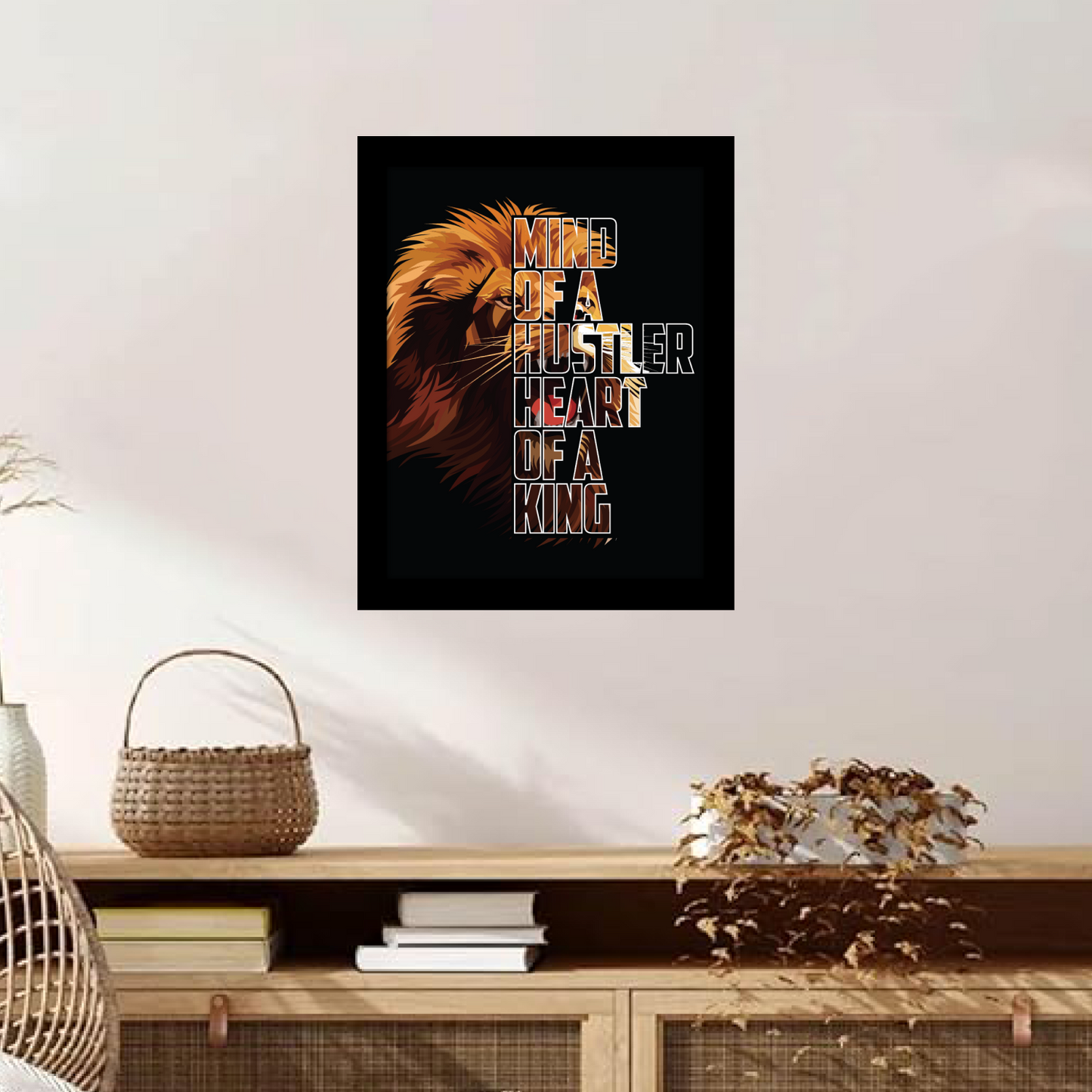 Mind of a Hustler, Heart of a King – Motivational Framed Art