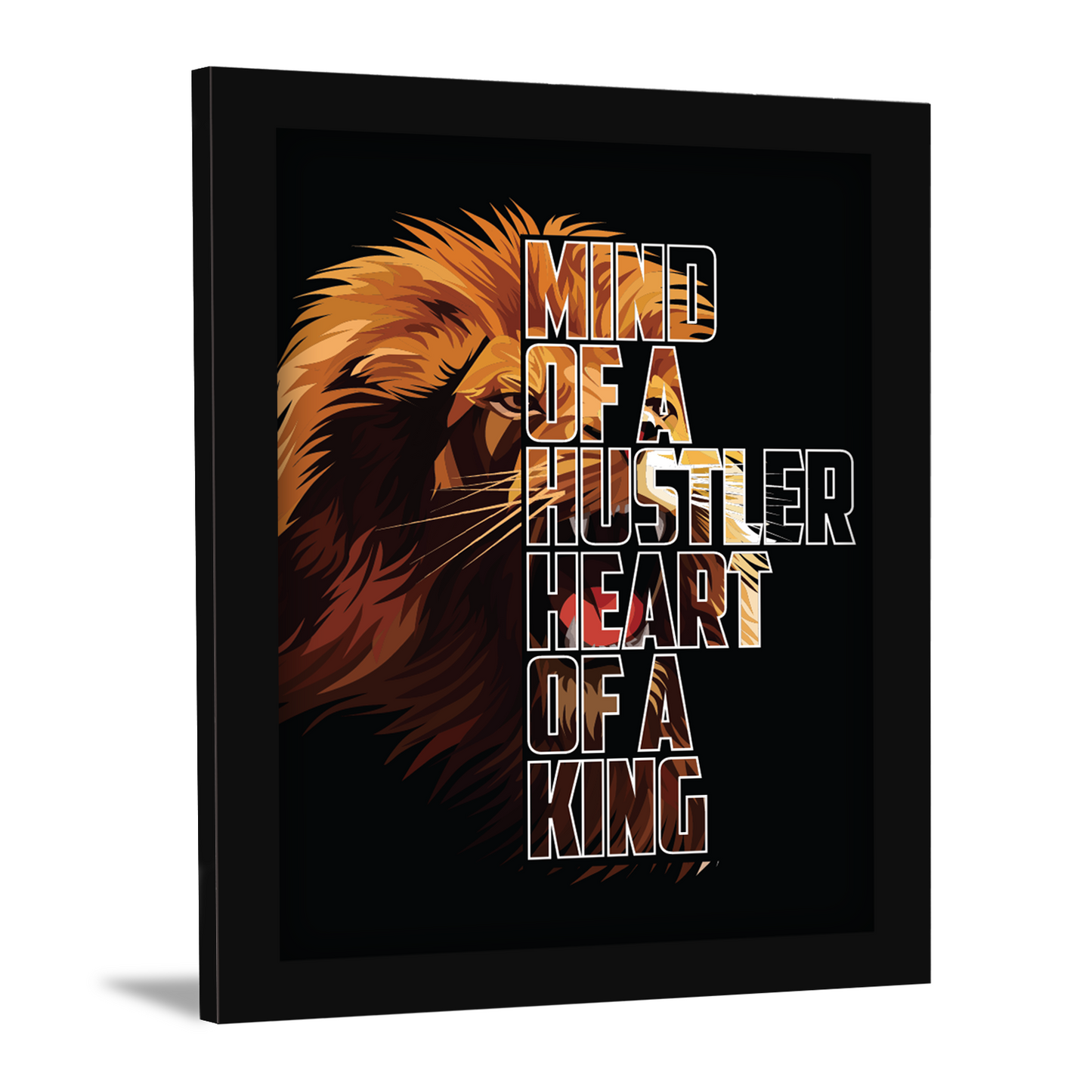 Mind of a Hustler, Heart of a King – Motivational Framed Art