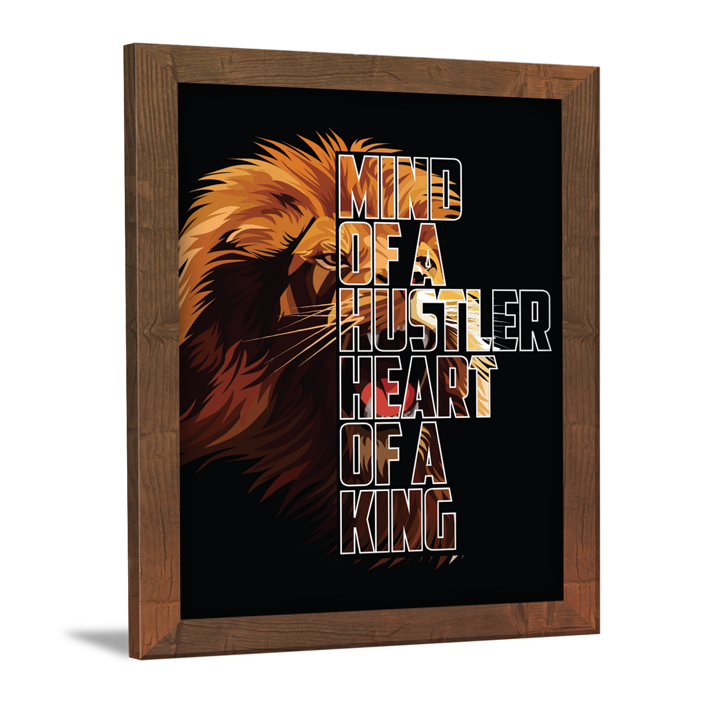 Mind of a Hustler, Heart of a King – Motivational Framed Art
