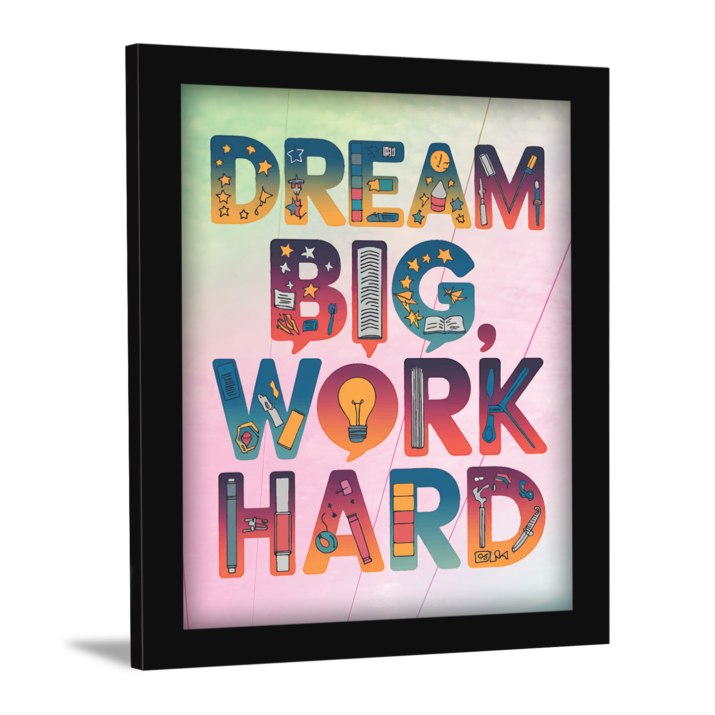 Dream Big, Work Hard – Inspirational Wall Frame