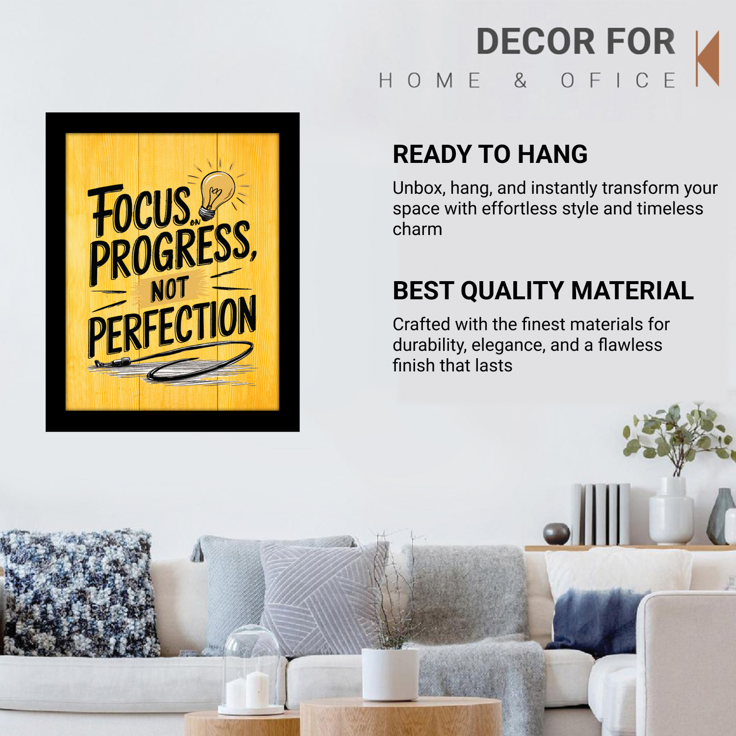 Focus on Progress, Not Perfection – Inspirational Photo Frame