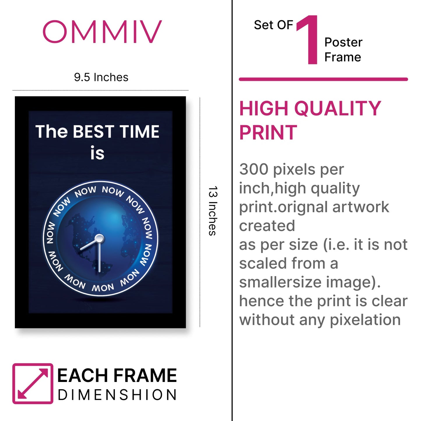 The Best Time is Now - Motivational Photo Frame & Wall Art