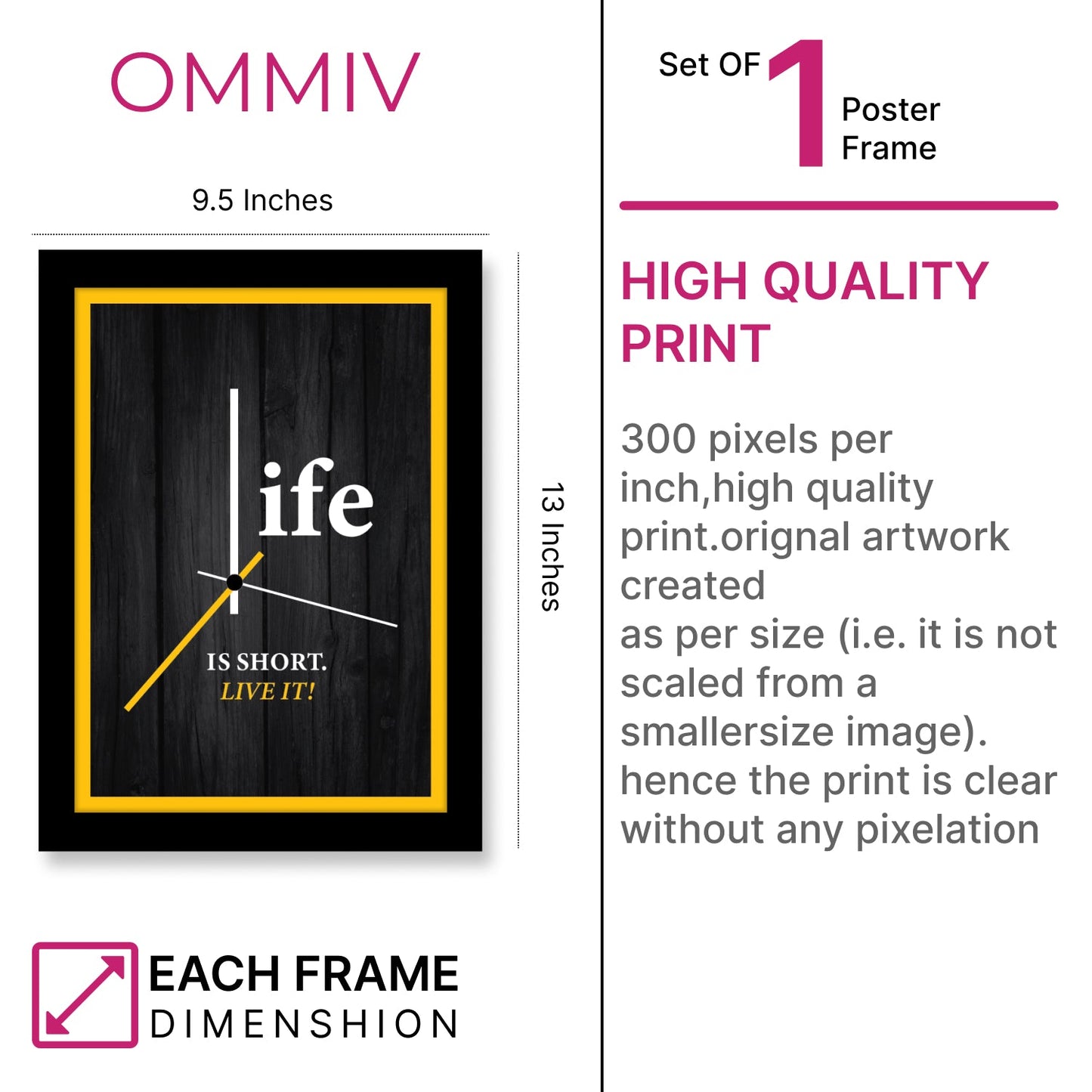Life is Short. Live It! - Motivational Photo Frame & Inspirational Wall Art