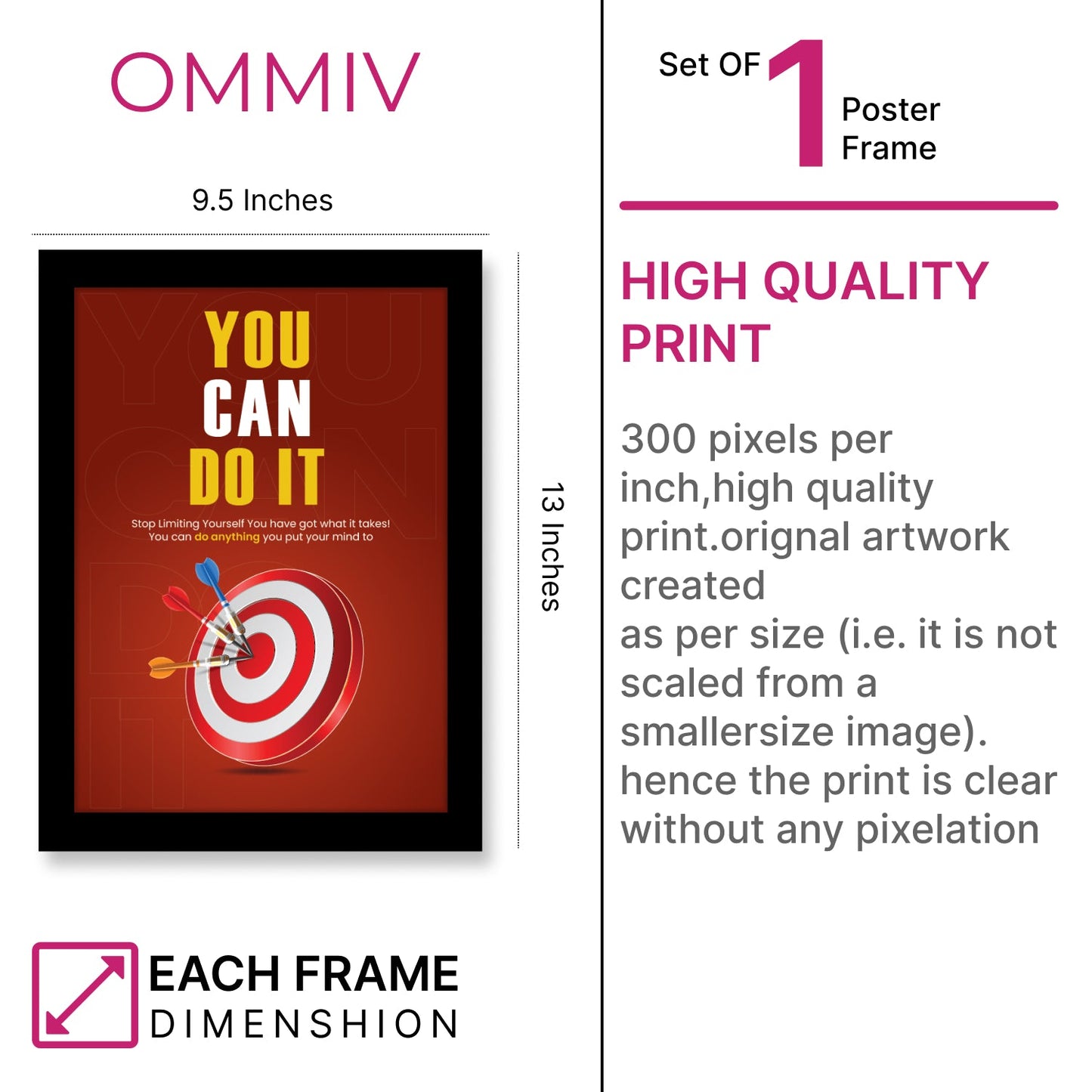You Can Do It: Motivational Frame & Inspirational Wall Art