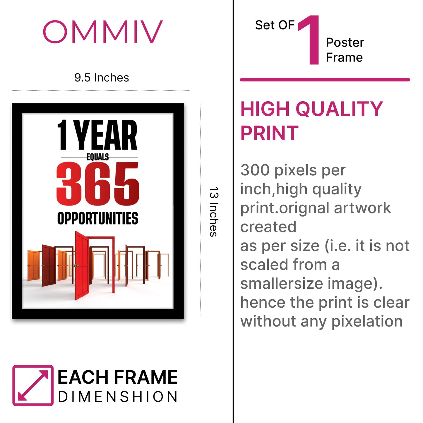 365 Opportunities in 1 Year - Inspirational Photo Frame & Wall Art