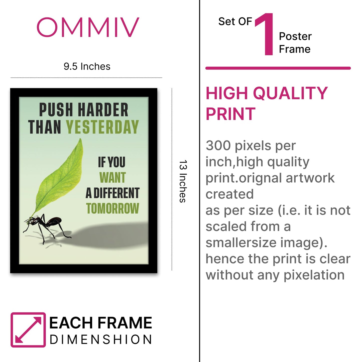 Push Harder for a Better Tomorrow - Motivational Photo Frame & Wall Art