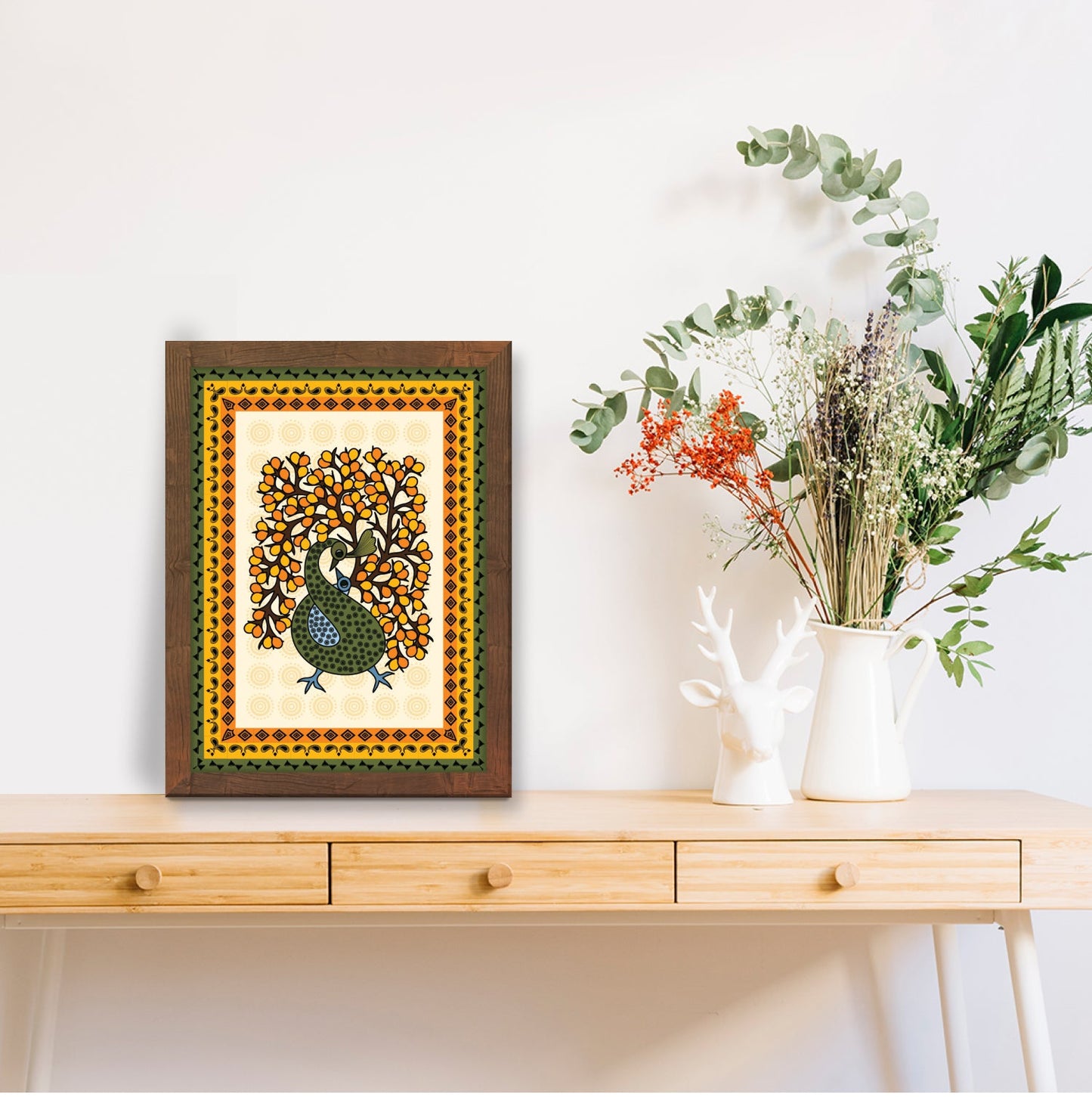 Madhubani Peacock Frame – Vibrant Traditional Artwork