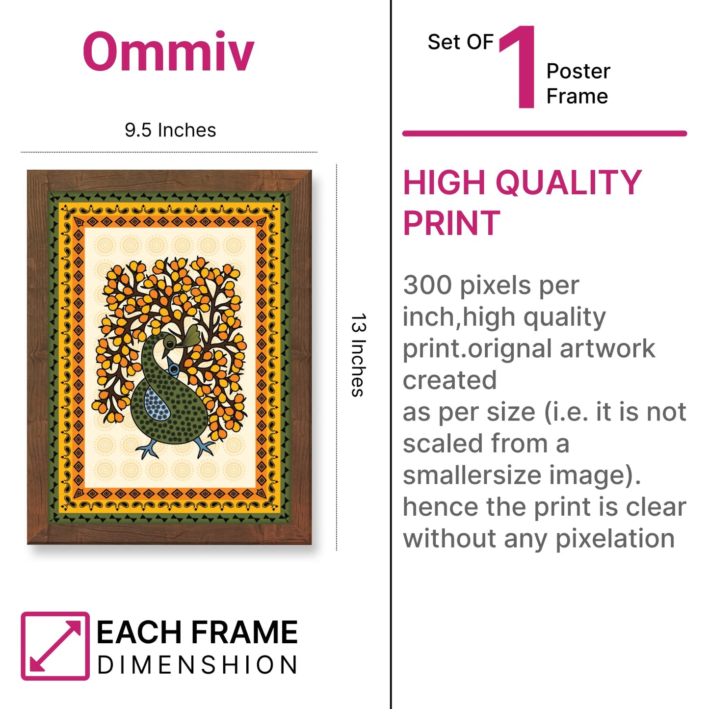 Madhubani Peacock Frame – Vibrant Traditional Artwork