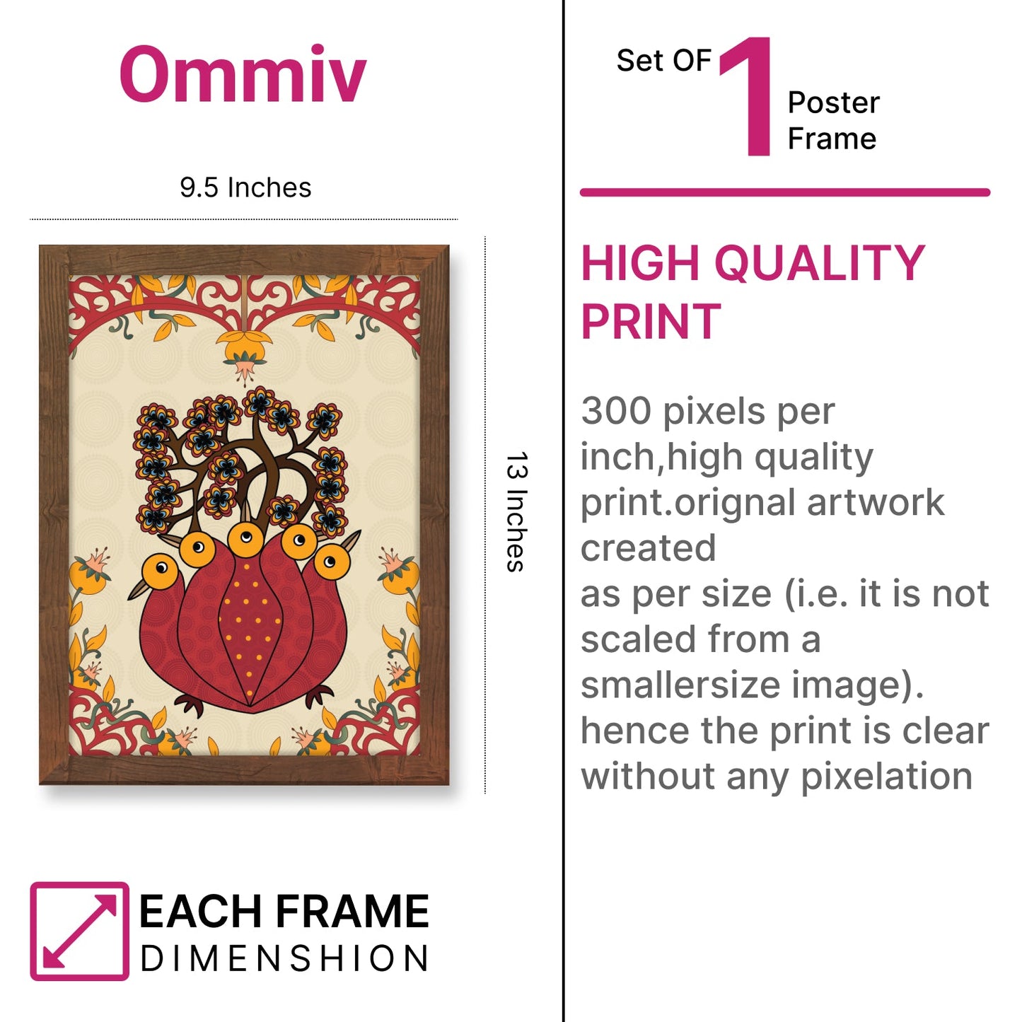 Peacock Harmony: Abstract Gond Art Wall Decor Frame